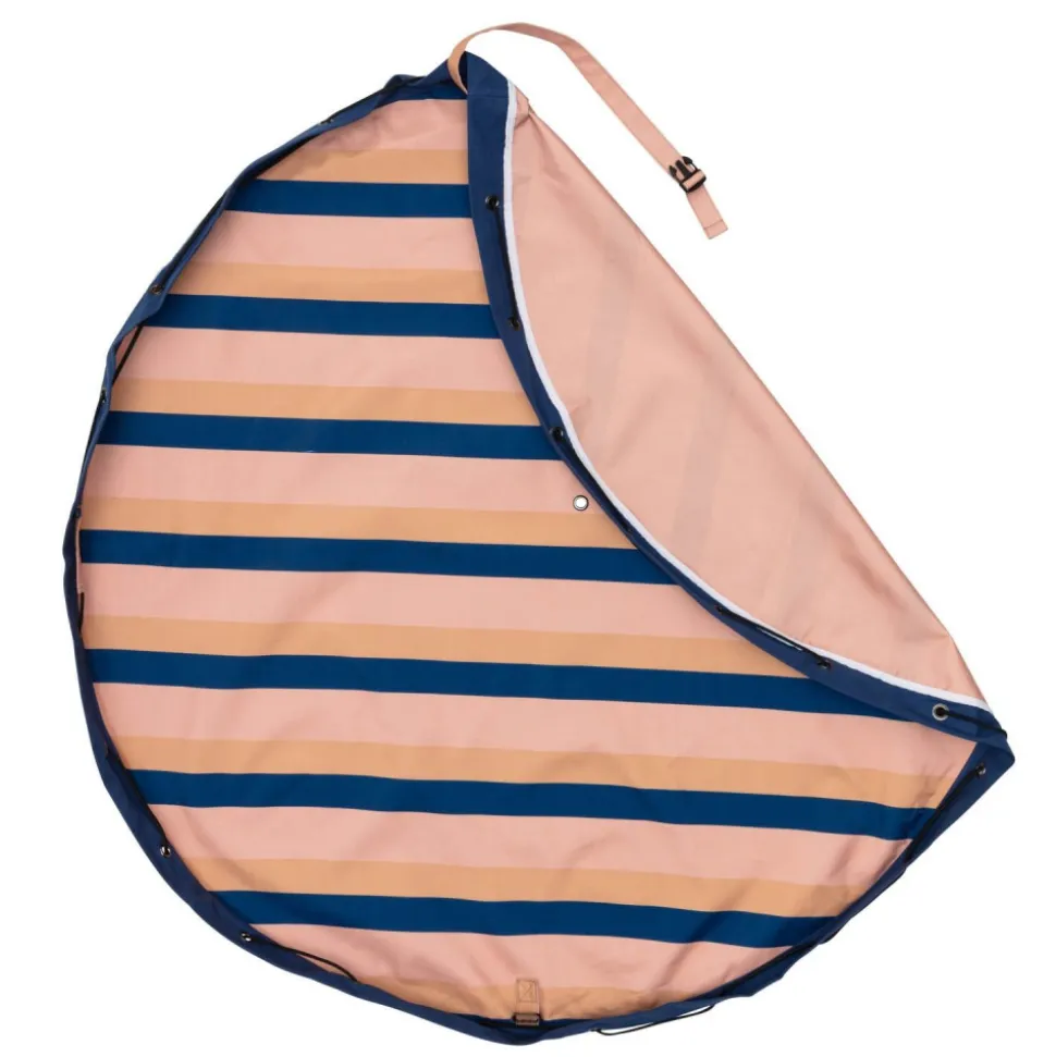 Grand sac à jouets d'extérieur / tapis de jeu 2 en 1 mokka stripes
