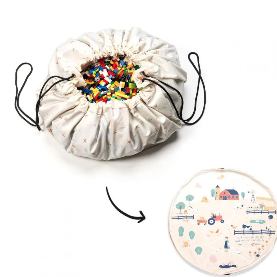 Grand sac à jouets / tapis de jeu 2 en 1 ferme