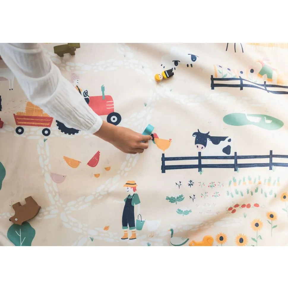 Grand sac à jouets / tapis de jeu 2 en 1 ferme
