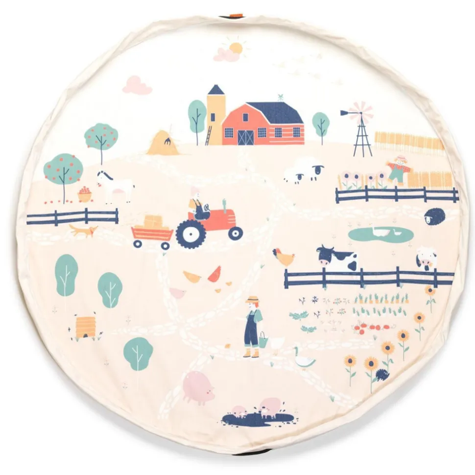 Grand sac à jouets / tapis de jeu 2 en 1 ferme