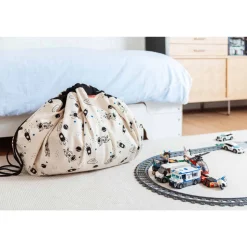 Grand sac à jouets / tapis de jeu 2 en 1 stripes black