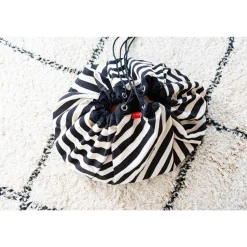 Grand sac à jouets / tapis de jeu 2 en 1 stripes black