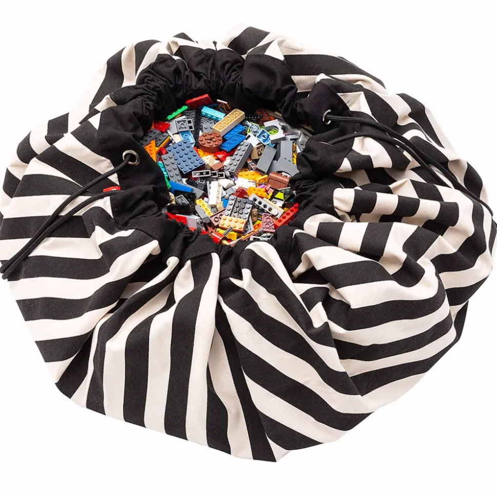 Grand sac à jouets / tapis de jeu 2 en 1 stripes black