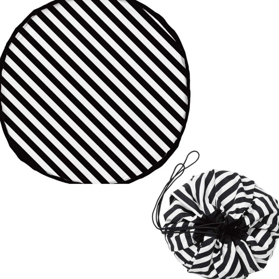 Grand sac à jouets / tapis de jeu 2 en 1 stripes black