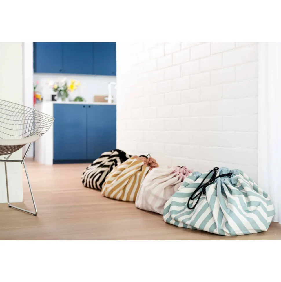 Grand sac à jouets / tapis de jeu 2 en 1 stripes black