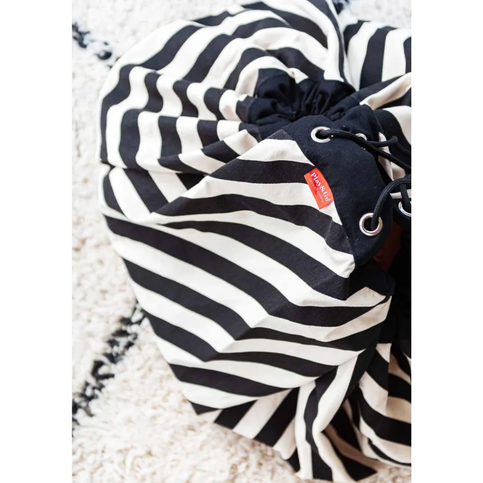 Grand sac à jouets / tapis de jeu 2 en 1 stripes black