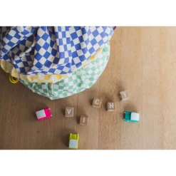 Grand sac à jouets / tapis de jeu 2 en 1 vichy yellow