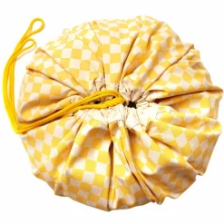 Grand sac à jouets / tapis de jeu 2 en 1 vichy yellow