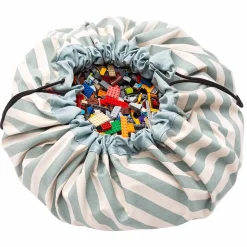 Grand sac à jouets / tapis de jeu 2 en 1 stripes green