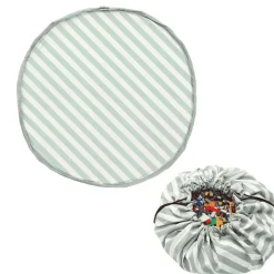 Grand sac à jouets / tapis de jeu 2 en 1 stripes green