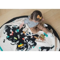 Grand sac à jouets / tapis de jeu 2 en 1 carte du monde