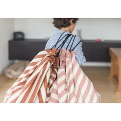 Grand sac à jouets / tapis de jeu 2 en 1 stripes pink