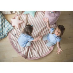 Grand sac à jouets / tapis de jeu 2 en 1 stripes pink