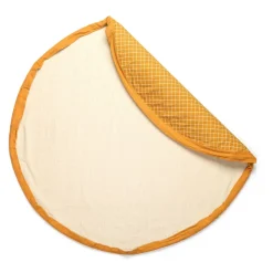 Grand sac à jouet / tapis d'éveil 2 en 1 organic gridmustard