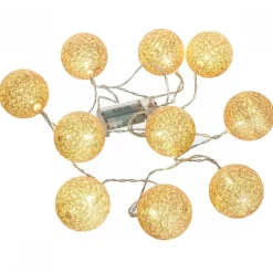 Guirlande lumineuse led 10 boules glitter rose