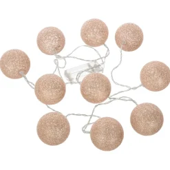 Guirlande lumineuse led 10 boules glitter rose