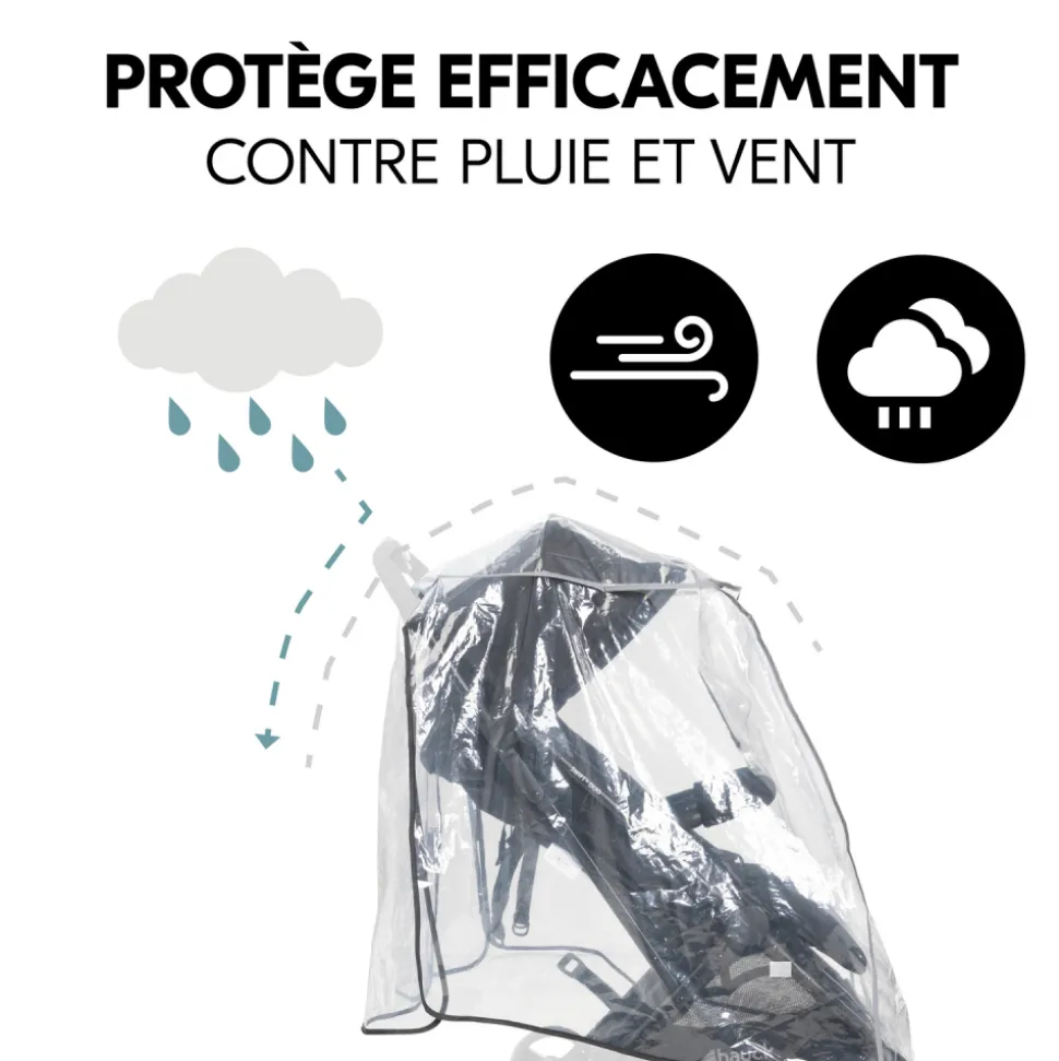 Habillage pluie pour poussette double côte à côte