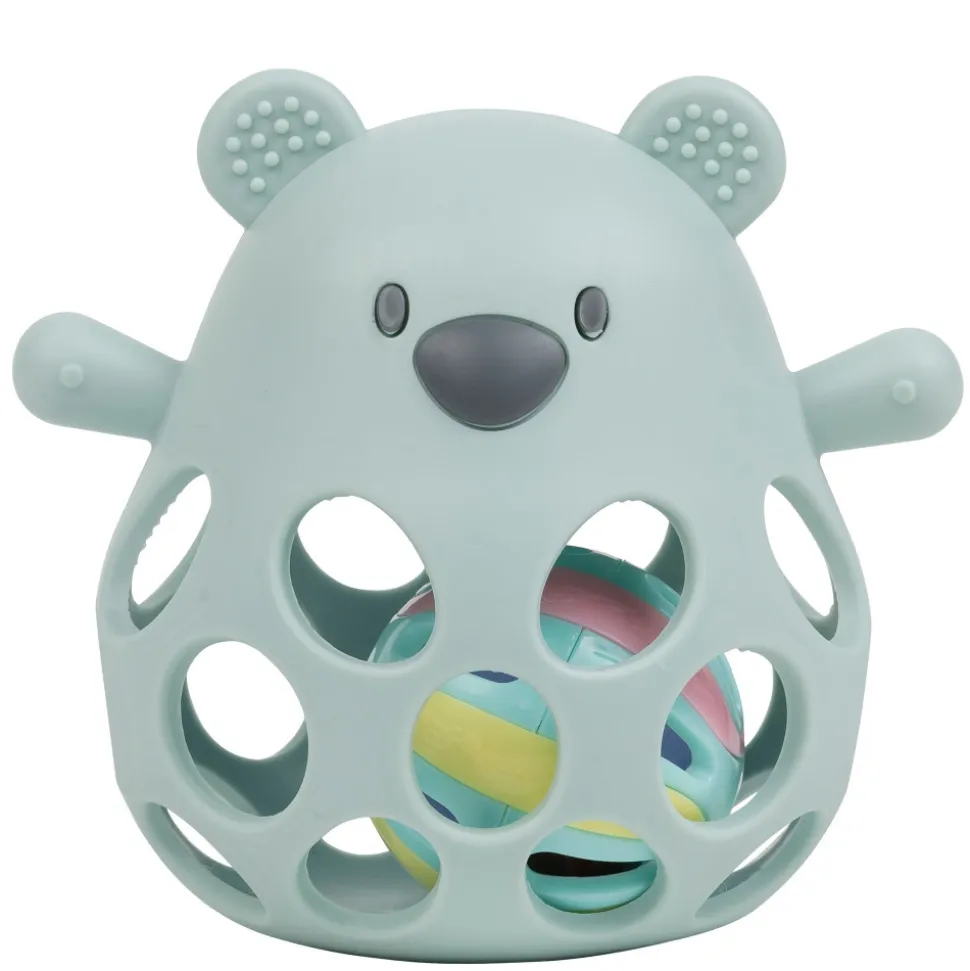 Hochet avec balle ours en slicone vert d'eau