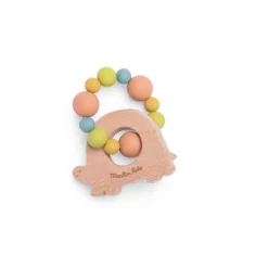 Hochet en bois et silicone trois petits lapins - tortue