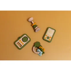 Hochet en silicone et bois - mr. dino