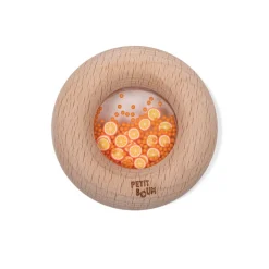 Hochet sensoriel bébé donut en bois oranges