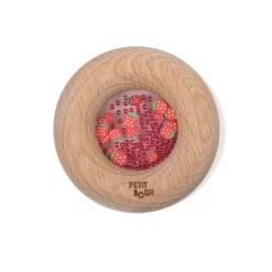 Hochet sensoriel bébé donut en bois fraises