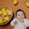 Hochet sensoriel bébé donut en bois citrons