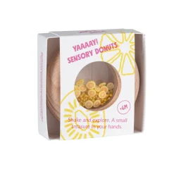 Hochet sensoriel bébé donut en bois citrons