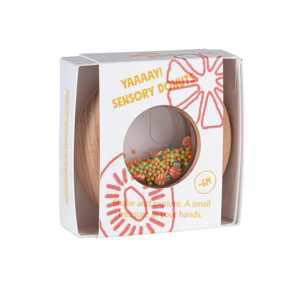 Hochet sensoriel bébé donut en bois carottes