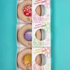 Hochet sensoriel bébé donut en bois carottes