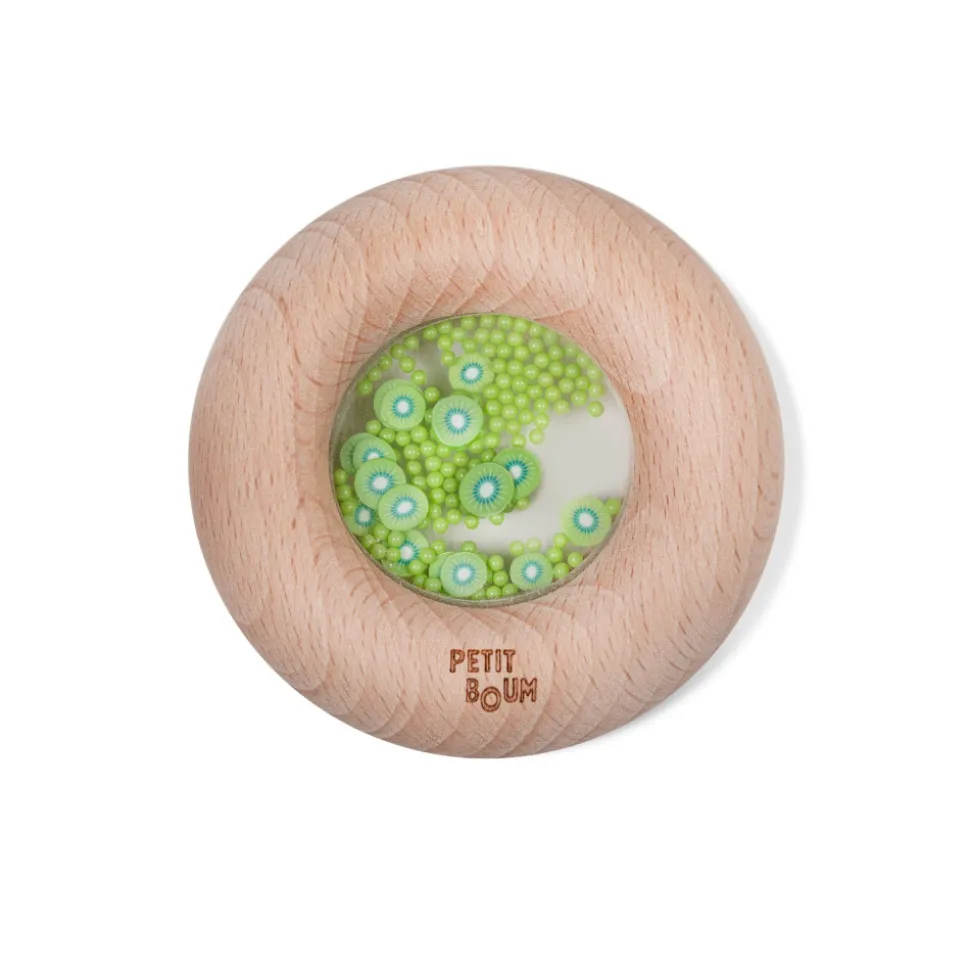 Hochet sensoriel bébé donut en bois kiwis