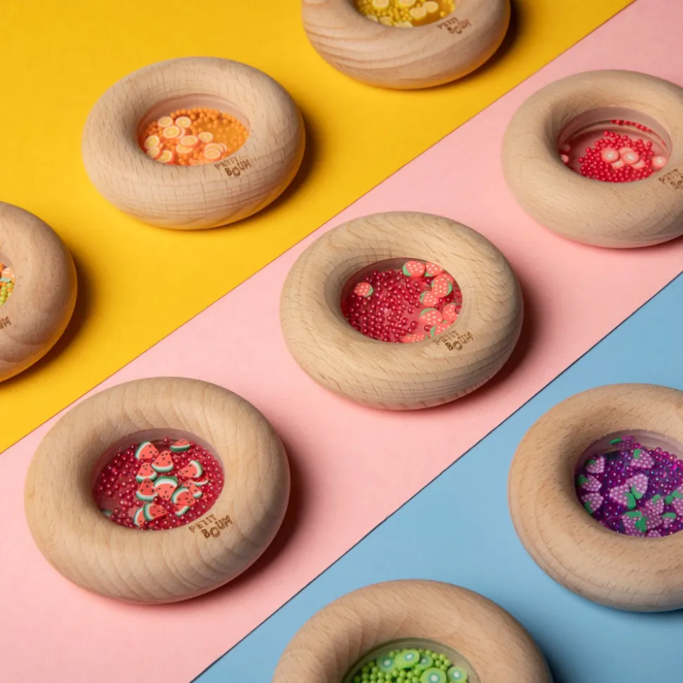 Hochet sensoriel bébé donut en bois kiwis