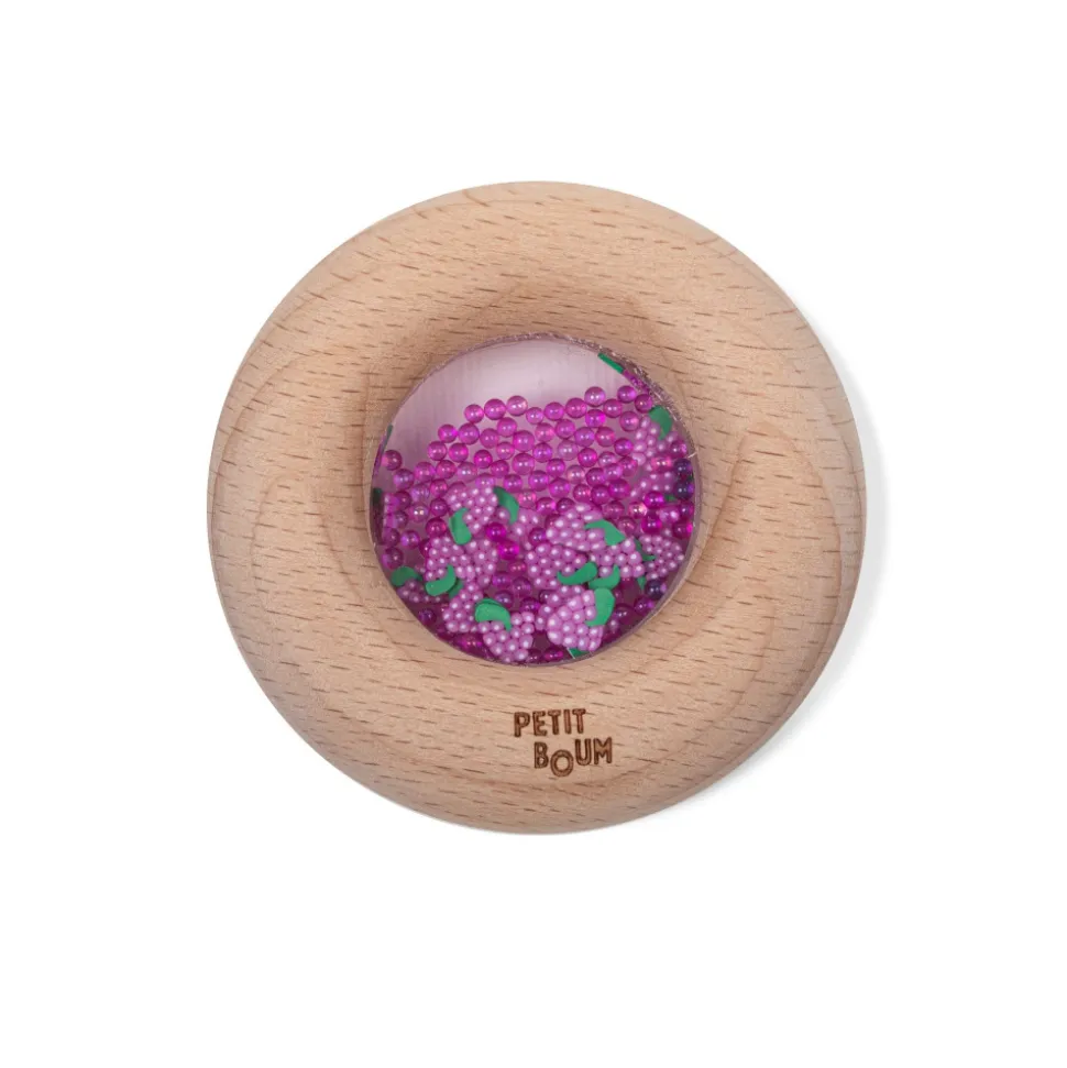 Hochet sensoriel bébé donut en bois raisins
