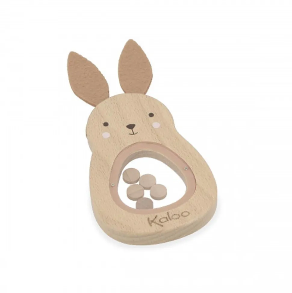 Hochet sonore en bois lapin
