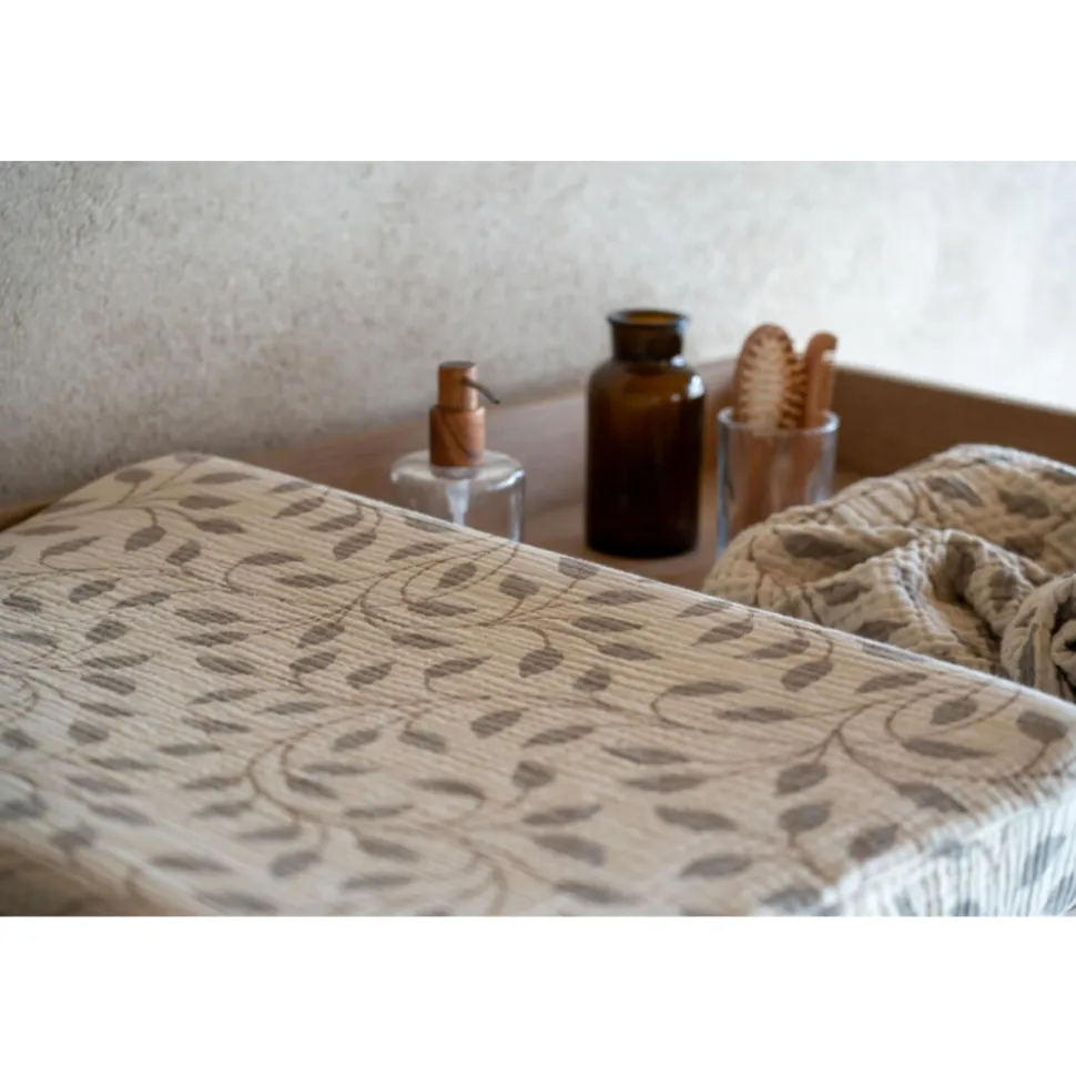 Housse de matelas à langer natural - leaf