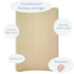 Housse matelas à langer blé 50x70 cm éponge