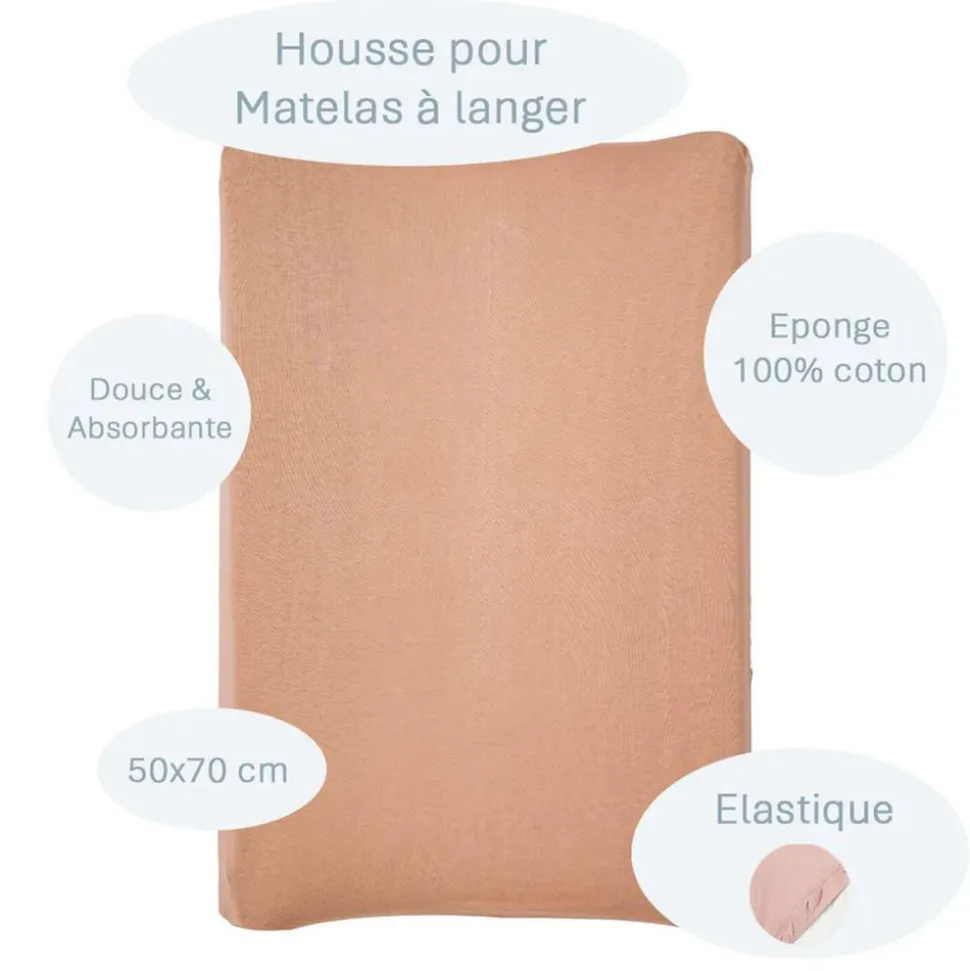 Housse matelas à langer noix de pécan 50x70 cm éponge