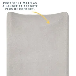 Housse matelas à langer 50 x 70 cm gris gaze de coton