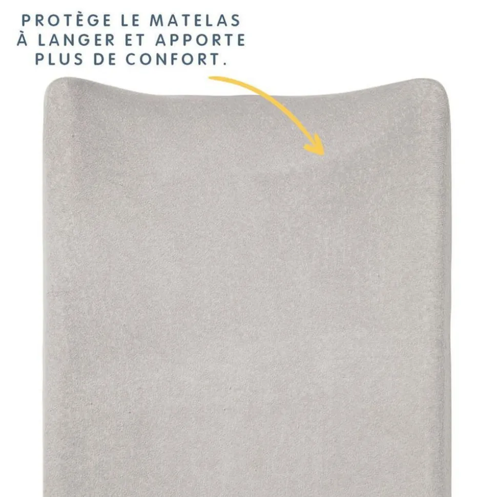 Housse matelas à langer 50 x 70 cm gris gaze de coton