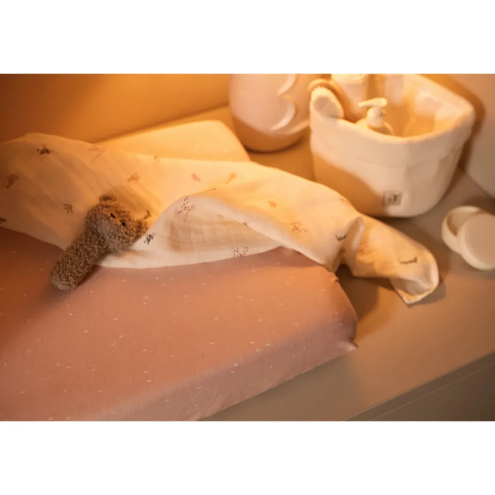 Housse matelas à langer 50 x 70 cm jersey twinkling wild rose