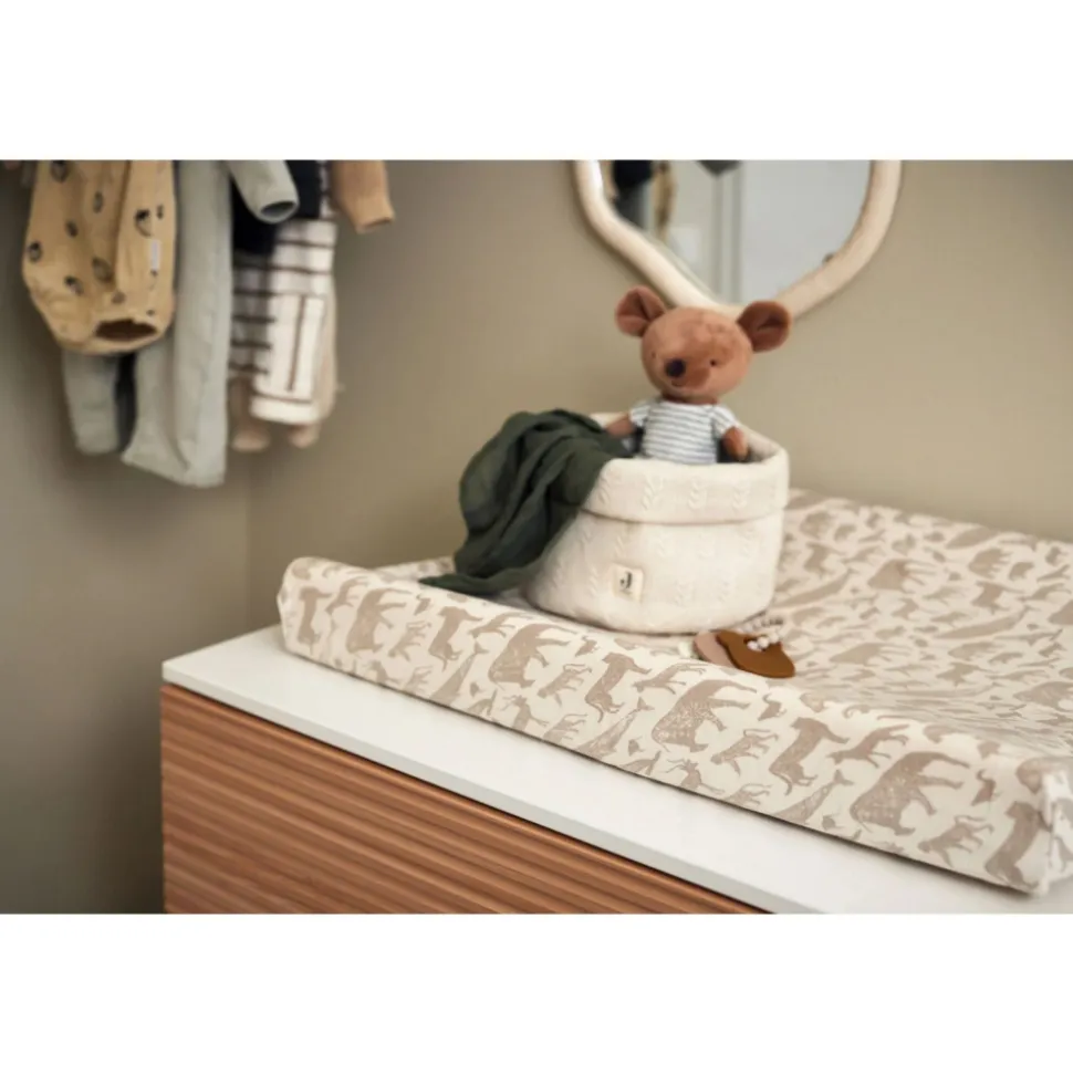 Housse matelas à langer 50 x 70 cm jersey animals nougat