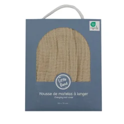 Housse matelas à langer 50 x 70 cm taupe en gaze de coton
