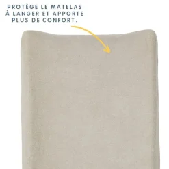 Housse matelas à langer 50 x 70 cm taupe en gaze de coton