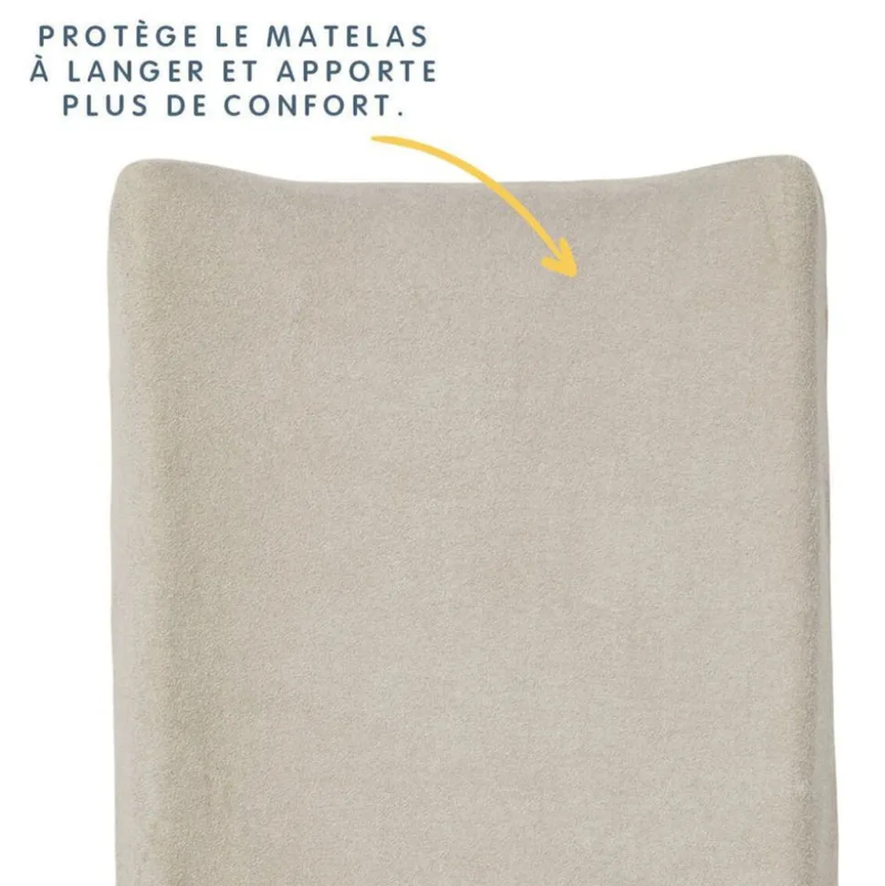 Housse matelas à langer 50 x 70 cm taupe en gaze de coton