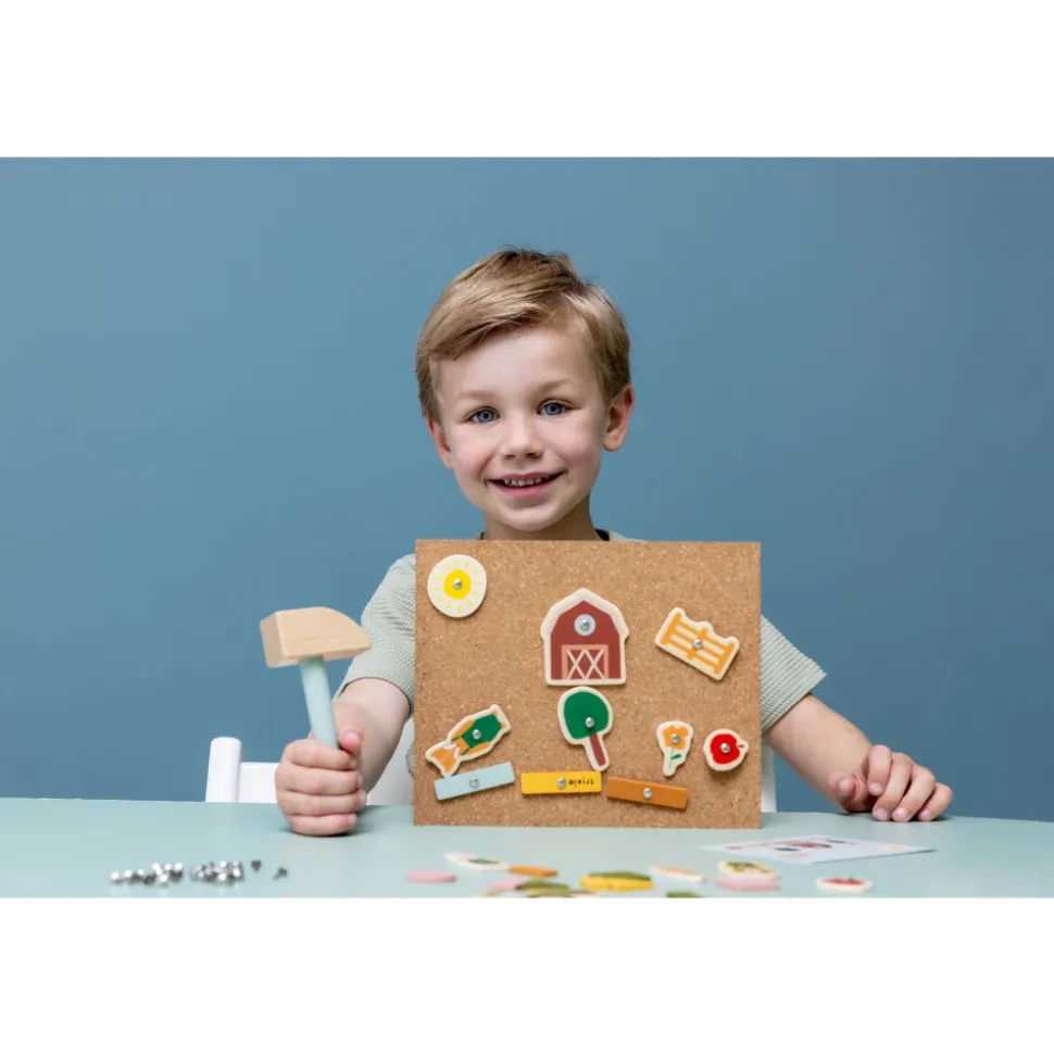 Jeu de clous bébé en bois - ferme multi