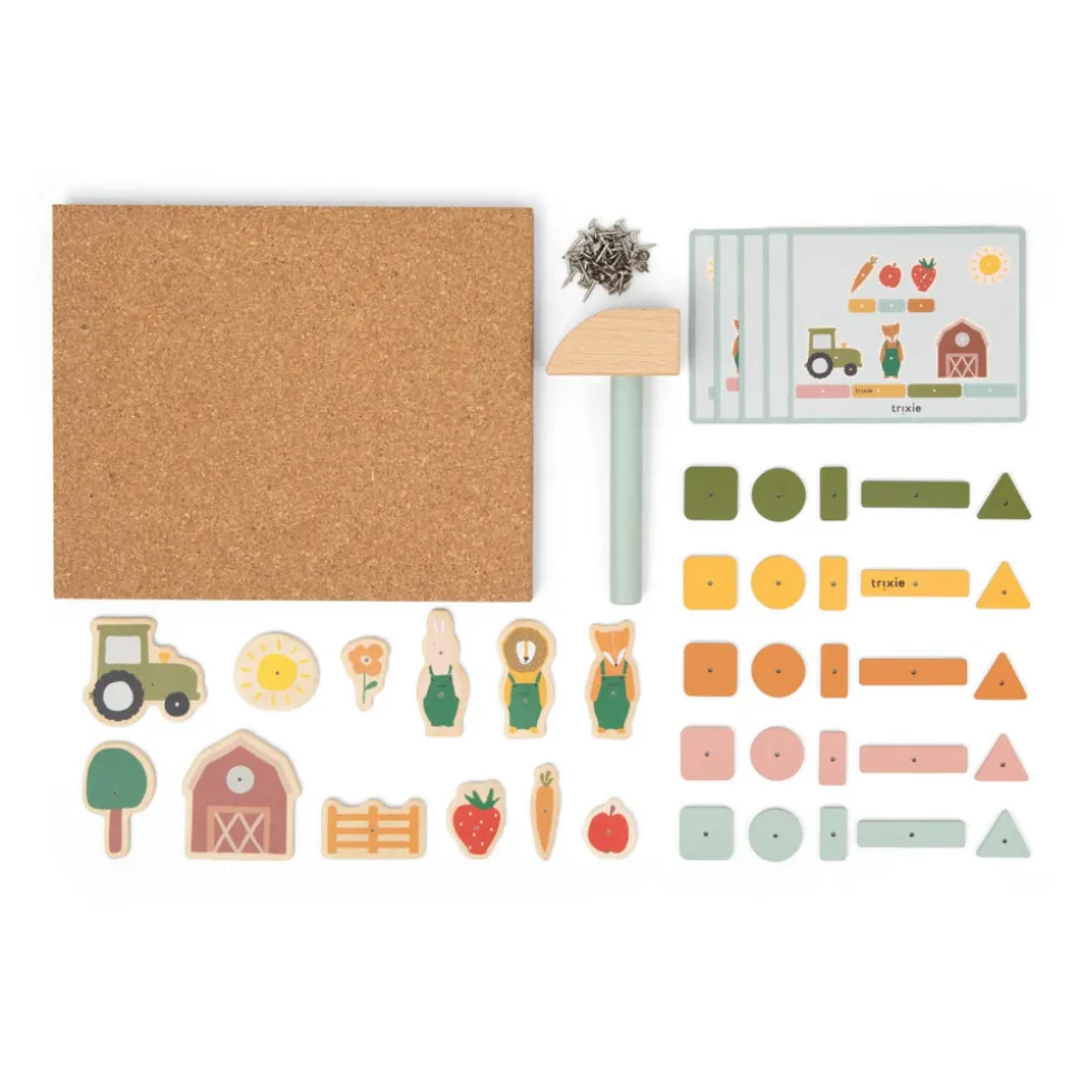 Jeu de clous bébé en bois - ferme multi