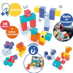 Jeu de construction cubes magnétiques 28 pièces