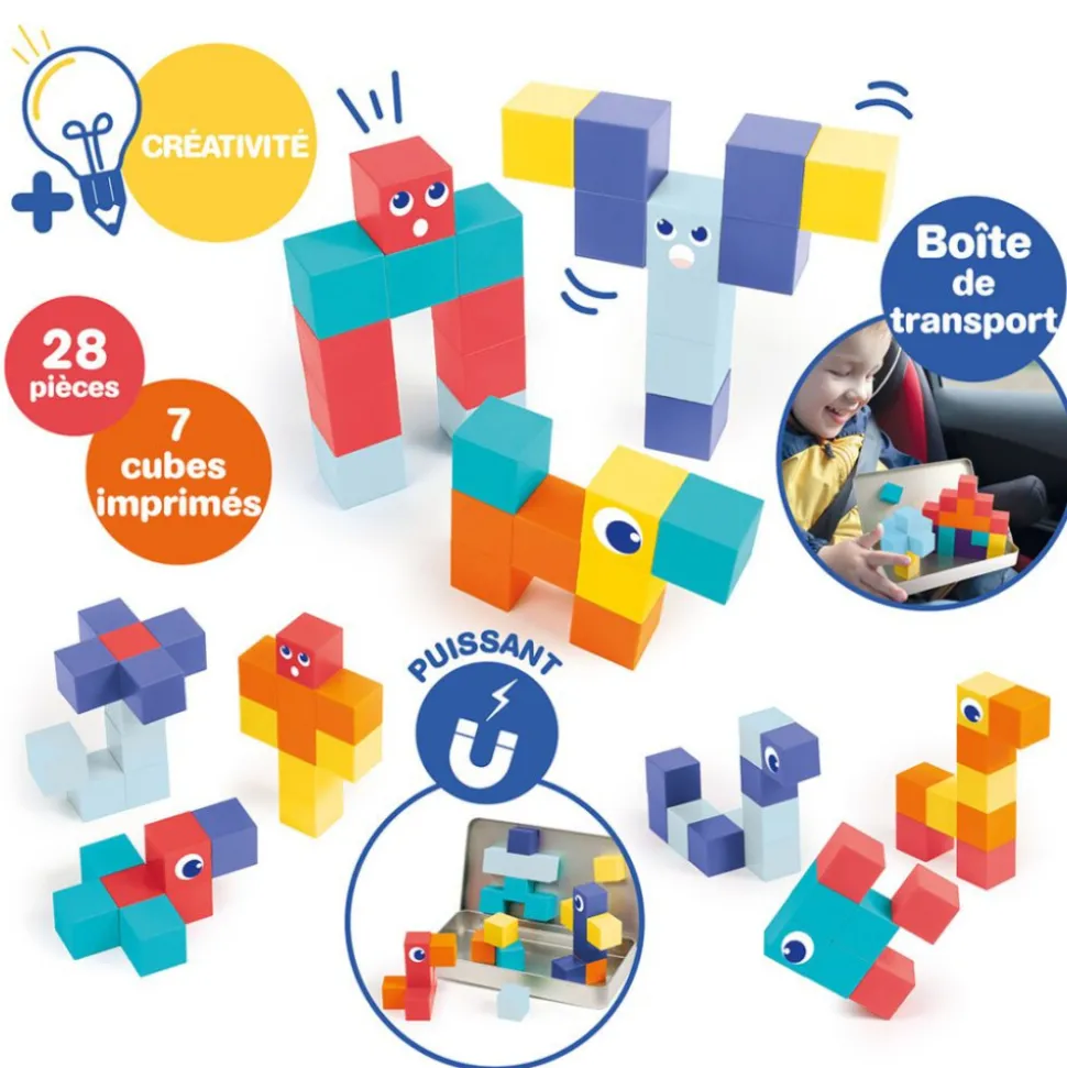 Jeu de construction cubes magnétiques 28 pièces