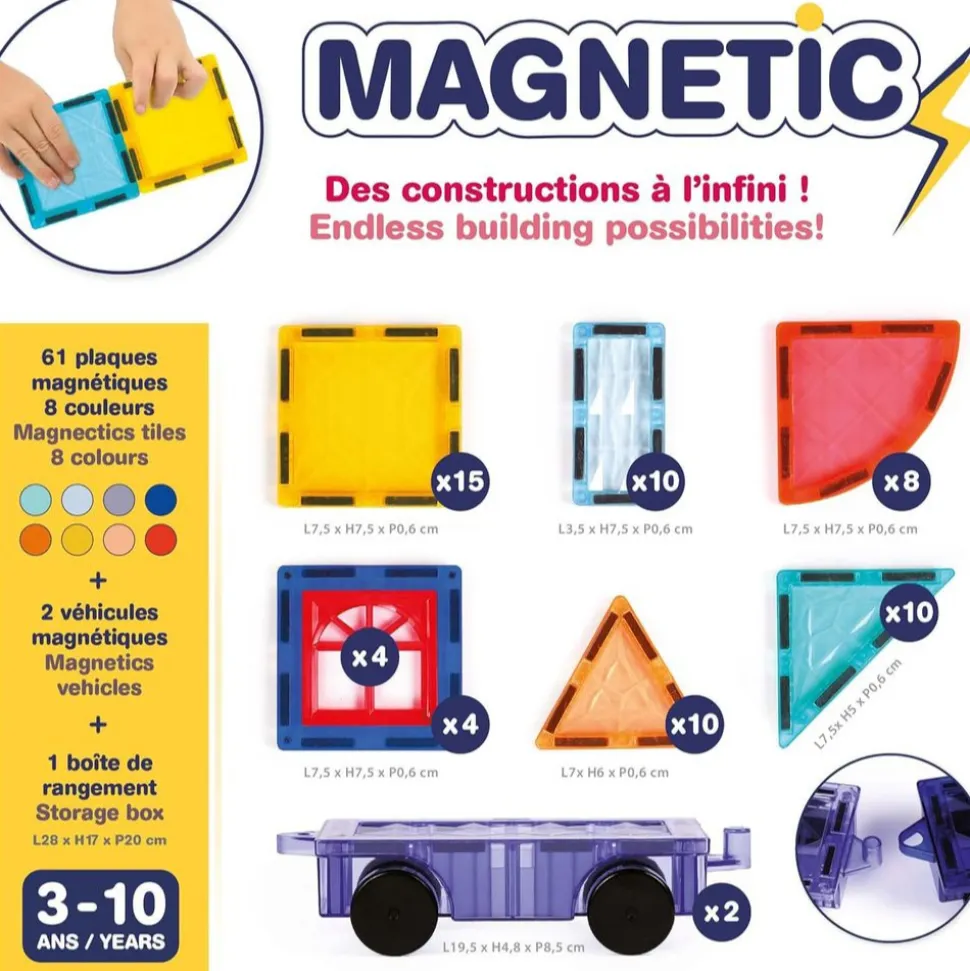 Jeu de construction véhicules magnétiques 63 pièces