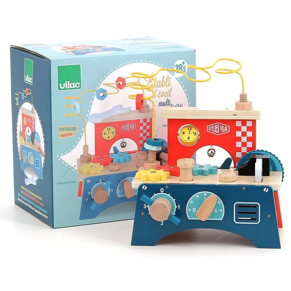 Jeu d'éveil multi-activités en bois etabli